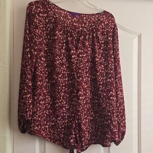 West Kei Maroon Floral Print Blouse